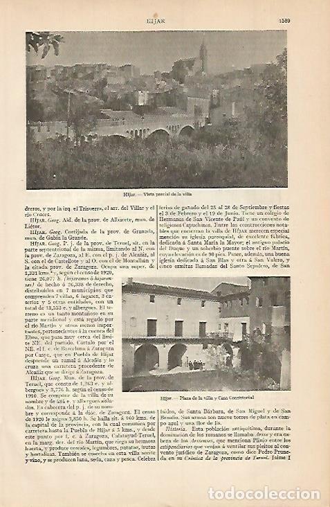 Postkarten: LAMINA ESPASA 685: Vista de Hijar Teruel - Varios autores