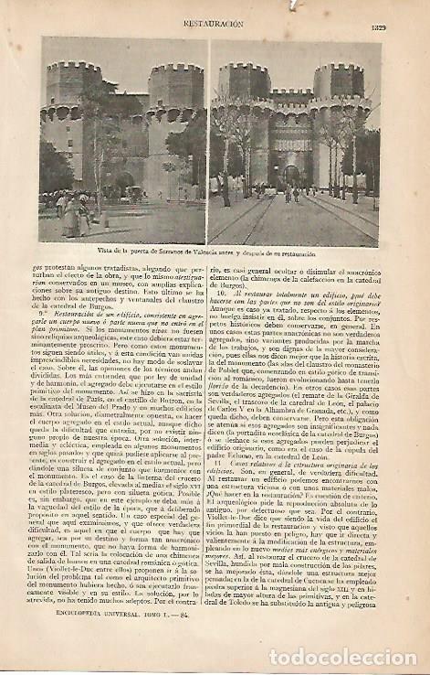 Postkarten: LAMINA ESPASA 1039: Puerta de Serranos Valencia - Varios Autores