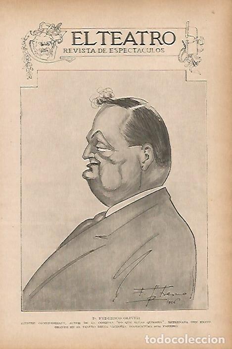 Cartoline: LAMINA BLANCO Y NEGRO 7849: Caricatura de Federico Oliver por Fresno - Varios