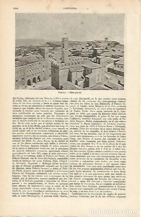 Postales: LAMINA ESPASA 4171: Vista parcial de Volterra Italia - Varios Autores