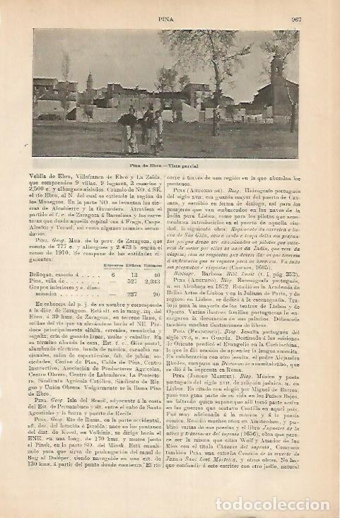 Postais: LAMINA DE ESPASA 433: Vista parcial de Pina de Ebro - Varios autores