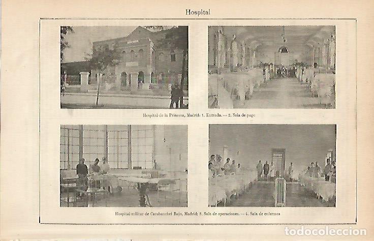 Postkarten: LAMINA ESPASA 4460: Hospital de la Princesa de Madrid y Hospital Militar de Carabanchel Bajo - Vario