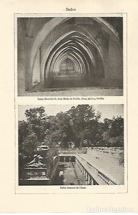 Postais: LAMINA ESPASA 30789: Ba&ntilde;os del Real Alcazar de Sevilla y de Nimes - Varios