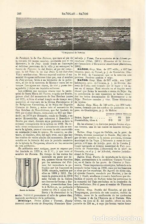 Postales: LAMINA ESPASA 30792: Vista y escudo de Banyoles Girona - Varios