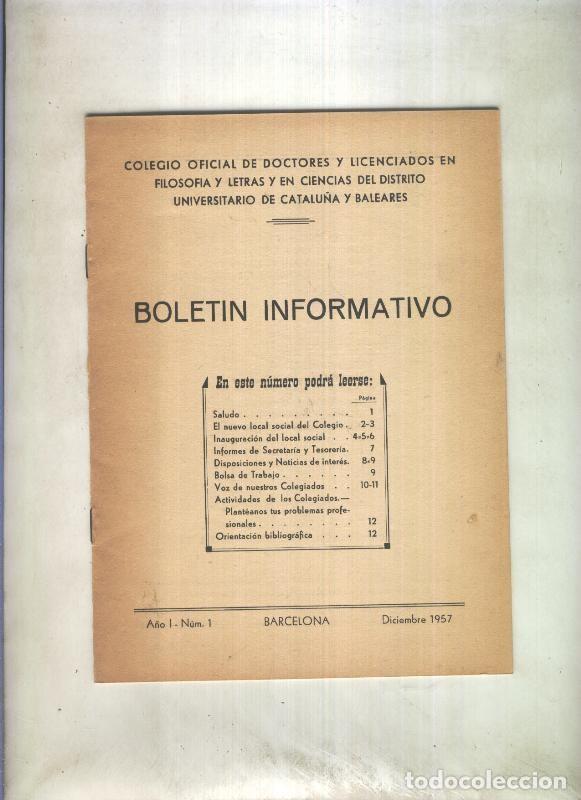 Postkarten: Boletin Informativo numero 1 diciembre 1957 - Varios