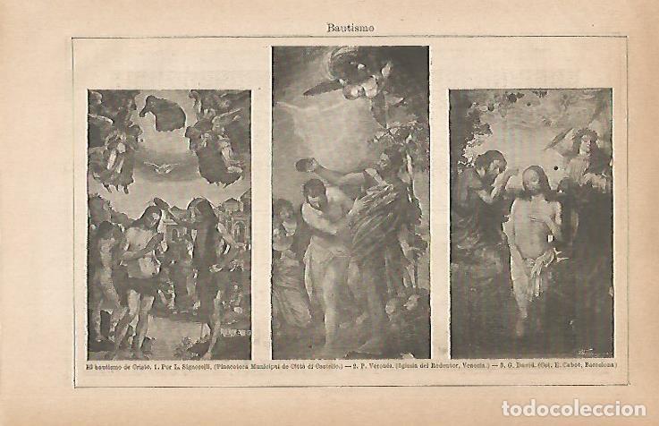 Postcards: LAMINA ESPASA 30888: El Bautismo de Cristo por Signorelli Verones y David - Varios