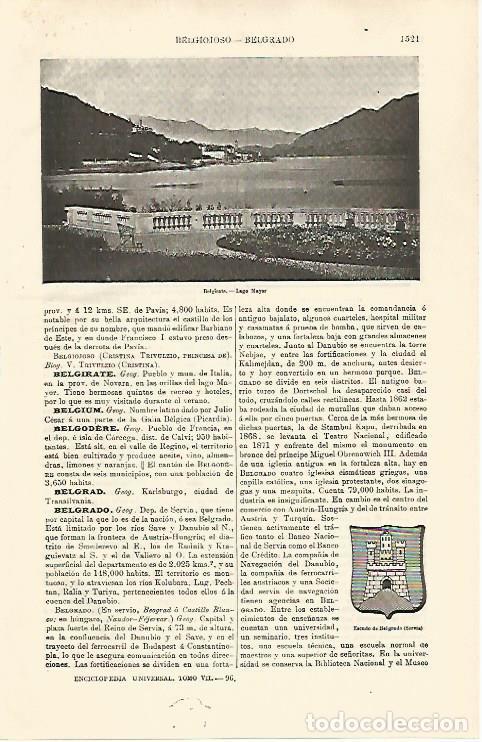 Cartoline: LAMINA ESPASA 30946: Lago Mayor y escudo de Belgrado Serbia - Varios