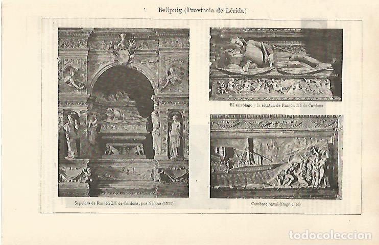 Postales: LAMINA ESPASA 30961: Sepulcros de Bellpuig Lleida - Varios