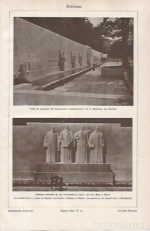 Postales: LAMINA ESPASA 30967: Monumento a la Reforma en Ginebra - Varios
