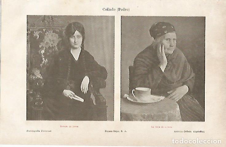 Postkarten: LAMINA ESPASA 25012: Retrato de joven y La vieja de la taza por Pedro Collado - Varios