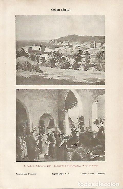 Postales: LAMINA ESPASA 25009: Calella de Palafrugell en 1927 y Mercado de Santa Catalina por Juan Colom - Var