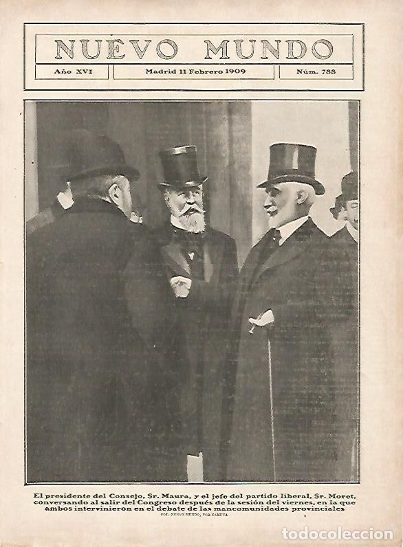 Cartoline: LAMINA 11613: Maura y Moret a la salida del Congreso - Varios