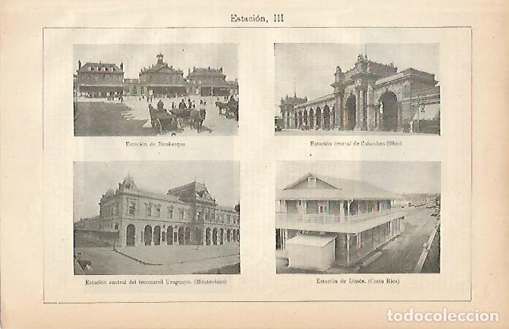 Postcards: LAMINA ESPASA 7864: Estacion de Dunkerque de Columbus de Montevideo y de Limon - Varios