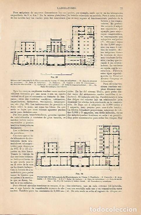 Postcards: LAMINA ESPASA 8888: Sotanos y planta baja del Laboratorio de Electrotecnia de Viena - Varios