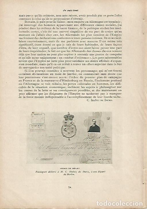 Postcards: LAMINA 11978: Pasaporte de M. C. Iba&ntilde;ez de Ibero consul de Espa&ntilde;a en Berlin - Varios