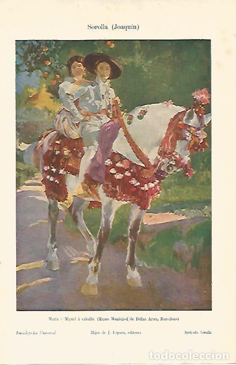 Postais: LAMINA ESPASA 7327: Maria y Miguel a caballo por J. Sorolla - Varios