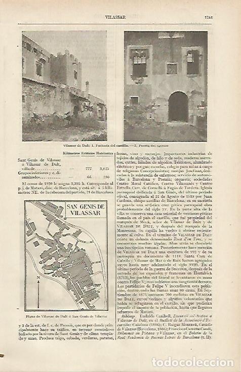 Postales: LAMINA DE ESPASA 316: Vistas de Vilassar Barcelona - Varios autores