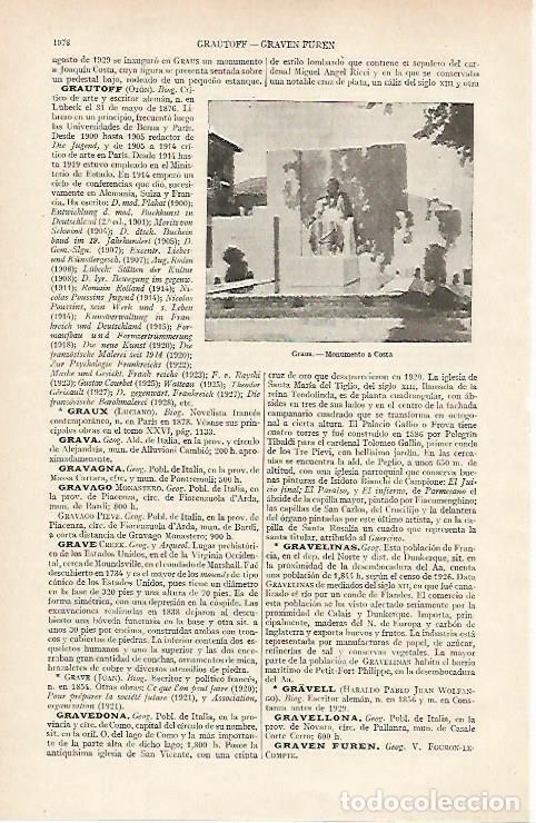 Postales: LAMINA ESPASA 16179: Monumento a Costa en Graus Huesca - Varios