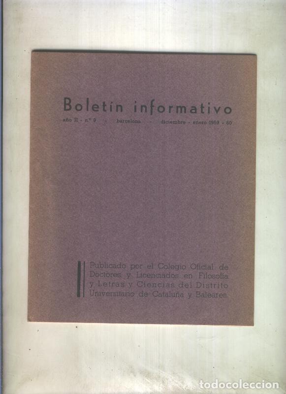 Postales: Boletin Informativo numero 9 diciembre / enero 1959 - 60 - Varios
