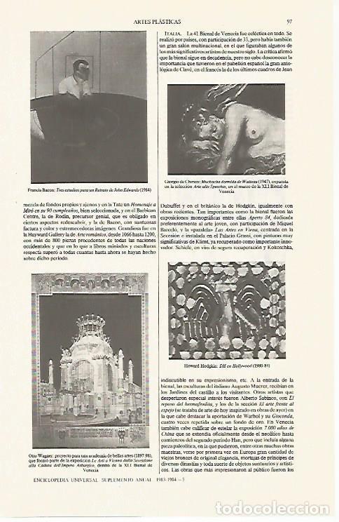 Postales: LAMINA ESPASA 31232: Pinturas de Bacon Giorgio de Chirico Otto wagner y H. Hodgkin - Varios