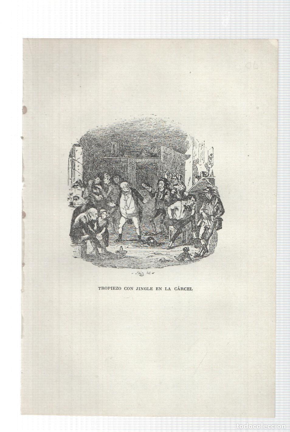 Cartoline: Lamina numero 10: Tropiezo con Jingle en la carcel (ilustracion de Seymour y Phiz, obra Club Pickwic