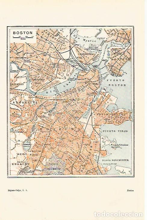 Postcards: LAMINA ESPASA 25291: Mapa de Boston - Varios