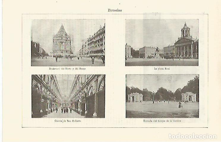 Postkarten: LAMINA ESPASA 25442: Boulevard Plaza Real Bosque de la Cambre y Galeria de San Huberto en Bruselas -