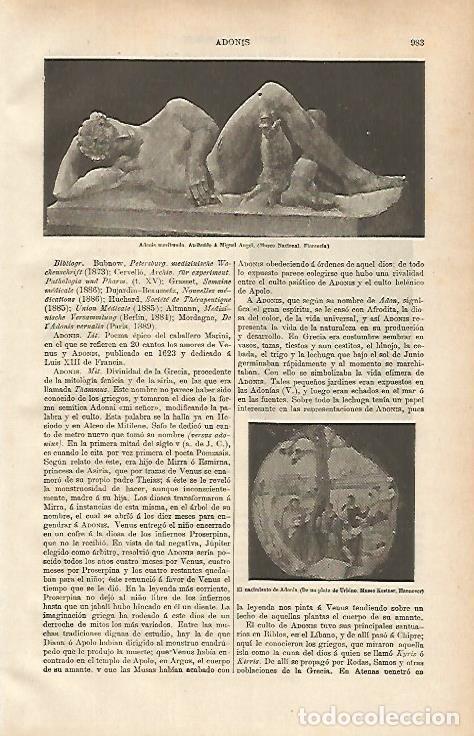 Postais: LAMINA ESPASA 31406: Adonis moribundo por Miguel Angel - Varios