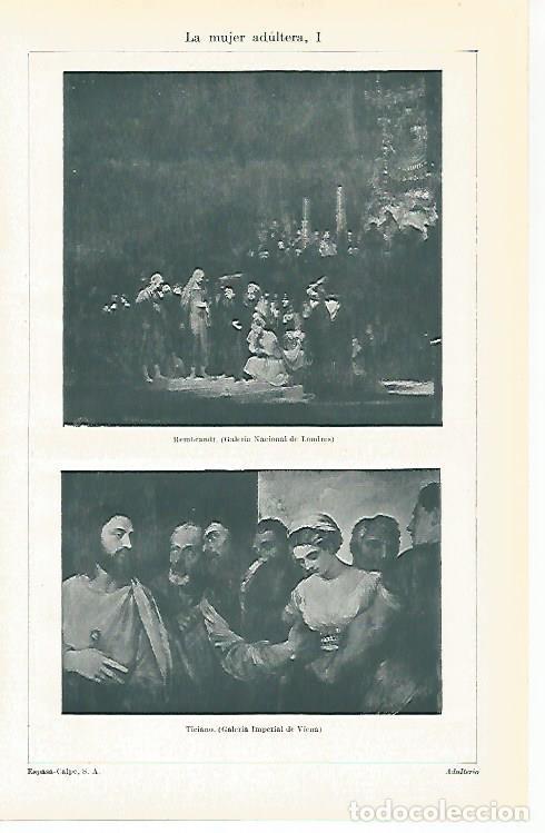 Postcards: LAMINA ESPASA 31427: La mujer adultera por Rembrandt y Tiziano - Varios