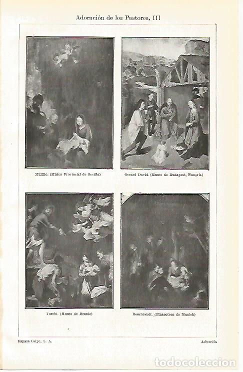 Postcards: LAMINA ESPASA 31409: Adoracion de los pastores por Murillo David Turchi y Rembrandt - Varios