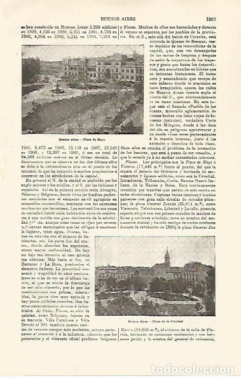 Postkarten: LAMINA ESPASA 25479: Plaza de Mayo y de la Libertad en Buenos Aires - Varios