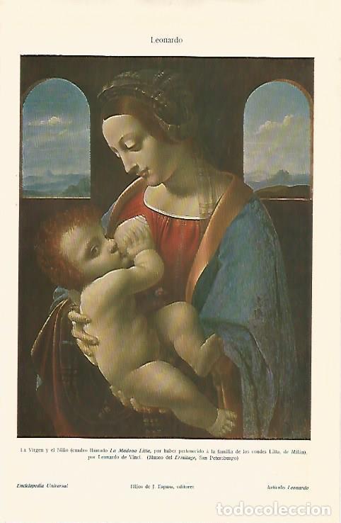 Postcards: LAMINA ESPASA 25552: La Virgen y el Ni&ntilde;o por Leonardo da Vinci - Varios