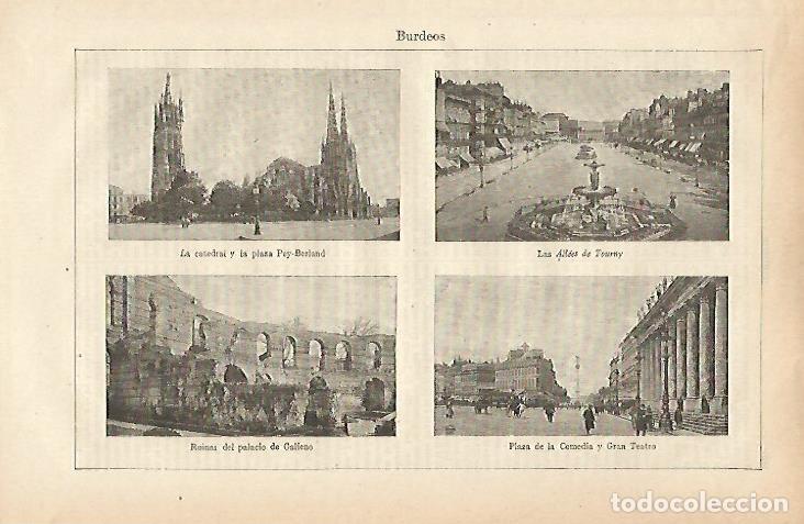 Postcards: LAMINA ESPASA 25517: Catedral Plaza de la Comedia y Palacio de Galieno en Burdeos - Varios