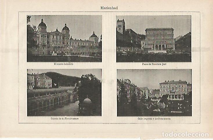 Postais: LAMINA ESPASA 31673: Balneario Galeria y calles de Marienbad Austria - Varios