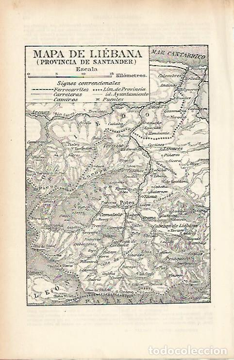Postais: LAMINA ESPASA 25659: Mapa de Liebana Santander - Varios