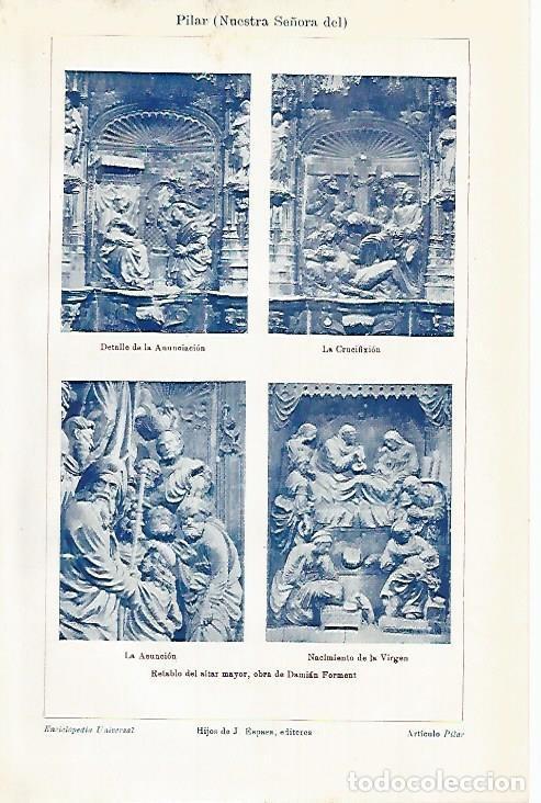 Cartes Postales: LAMINA DE ESPASA 428: Retablo del Altar Mayor del Pilar Zaragoza - Varios autores
