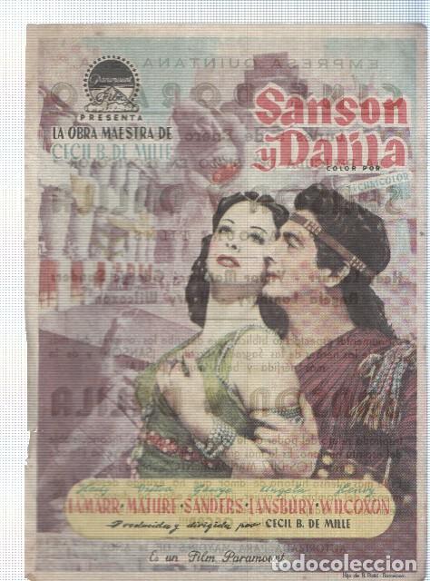 Cartes Postales: Programa de cine: Sanson y Dalila con Victor Mature y Hedy Lamarr