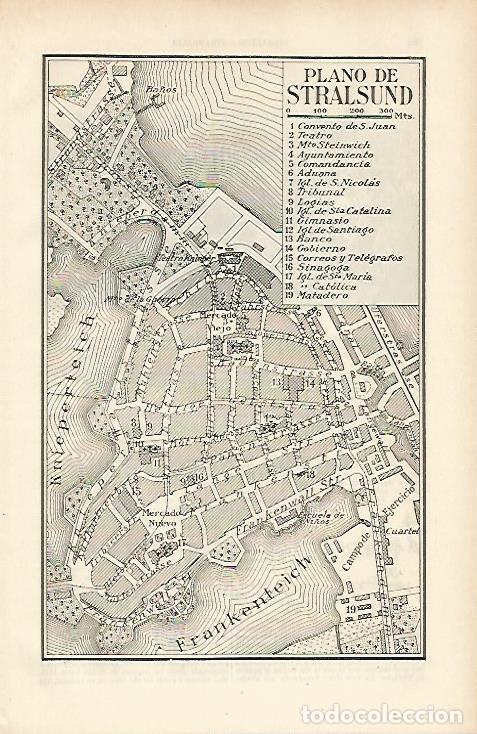Postkarten: LAMINA ESPASA 7343: Plano de Stralsund Alemania - Varios
