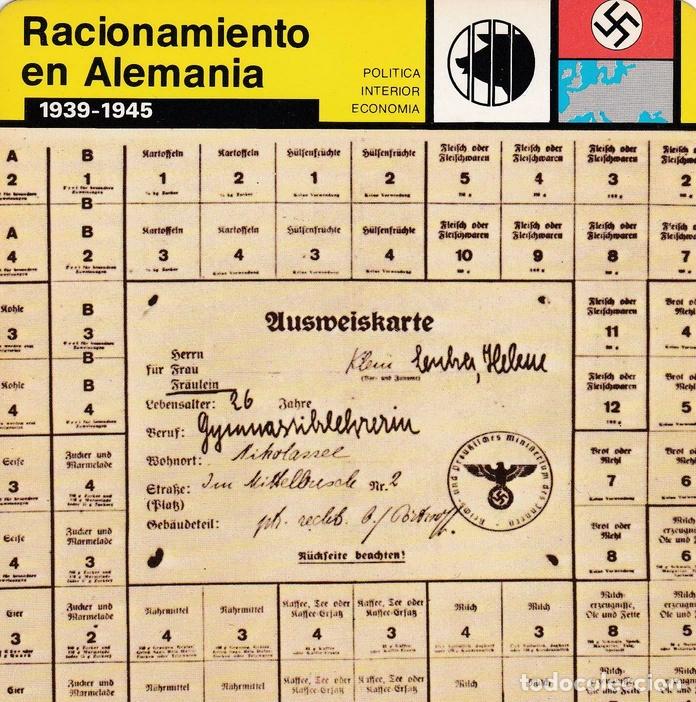 Postales: FICHA POLITICA INTERIOR ECONOMIA 14: RACIONAMIENTO EN ALEMANIA. 1936-1945 - Varios
