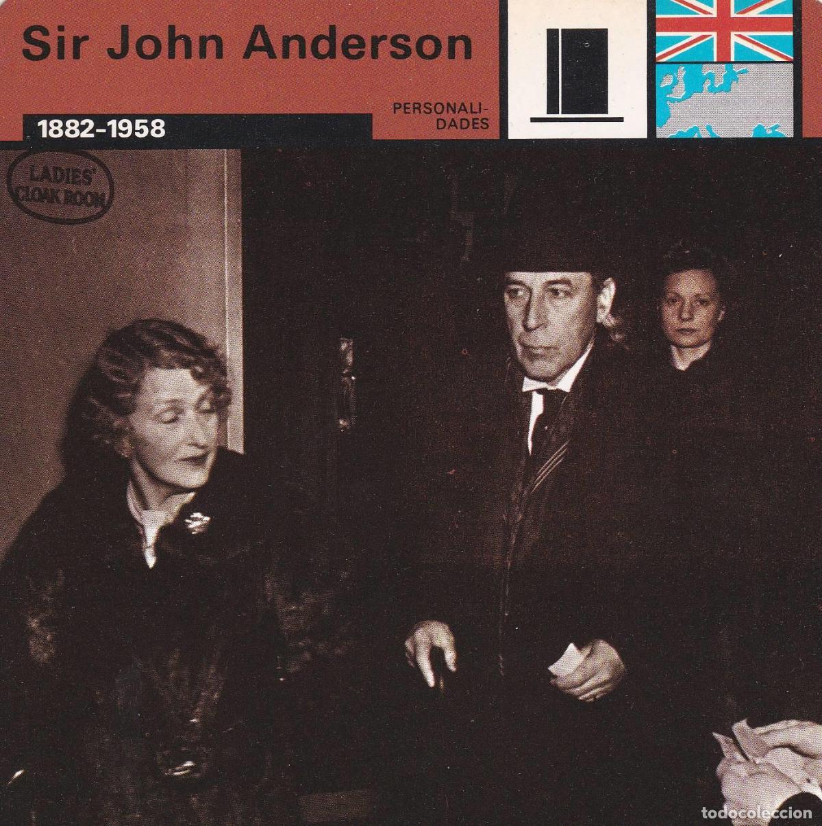 Postales: FICHA PERSONALIDADES 200: SIR JOHN ANDERSON. 1882-1958 - Varios
