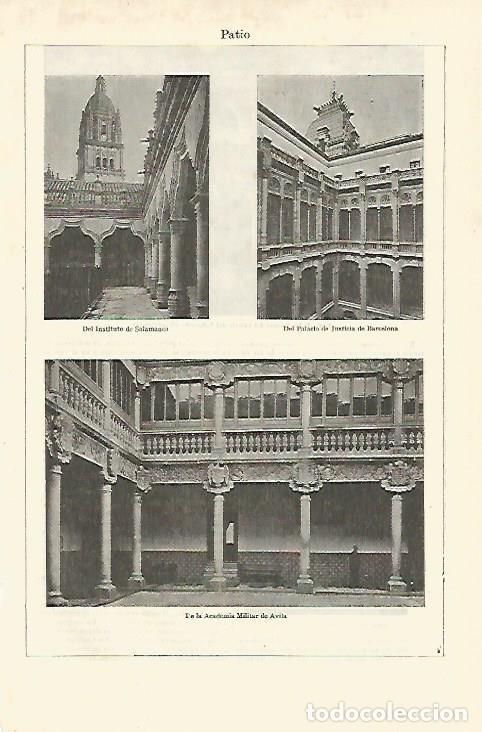 Postales: LAMINA ESPASA 23449: Patio del Instituto de Salamanca del Palacio de Justicia de Barcelona y de la A