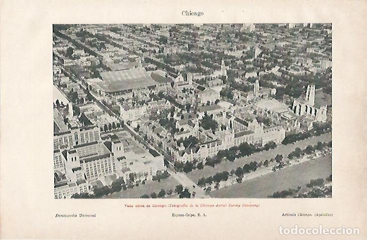 Postcards: LAMINA ESPASA 25088: Vista aerea de Chicago - Varios