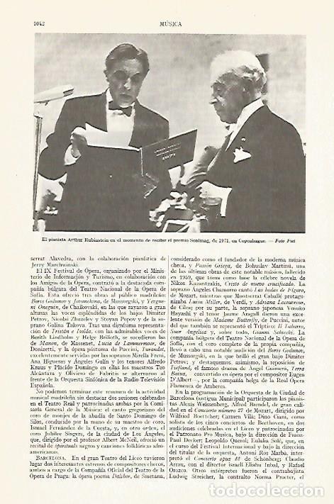 Cartes Postales: LAMINA ESPASA 13482: Arthur Rubinstein recibiendo el premio Sonimag en 1971 - Varios
