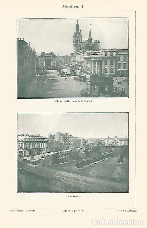 Postales: LAMINA ESPASA 13149: Vistas de Aberdeen Escocia - Varios
