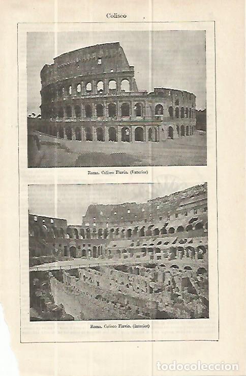 Postkarten: LAMINA ESPASA 13907: Interior y exterior de El Coliseum en Roma - Varios