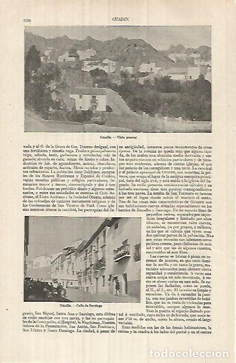 Postkarten: LAMINA ESPASA 32180: Vista de Guadix Granada - Varios