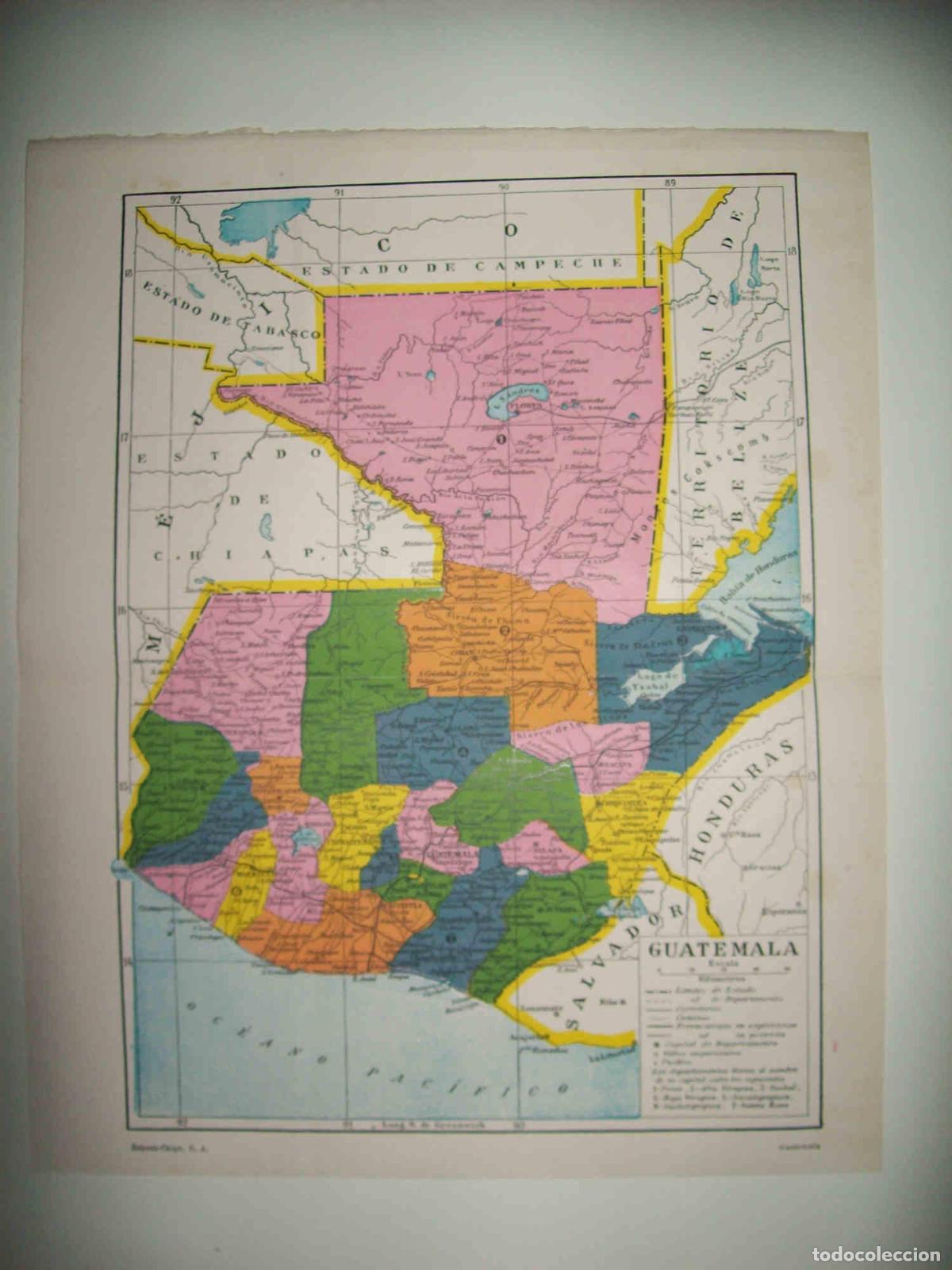 Postcards: LAMINA ESPASA 32206: Mapa de Guatemala - Varios