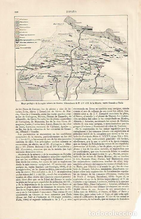 Postkarten: LAMINA ESPASA 10099: Mapa geologico de la region minera de Huelva - Varios