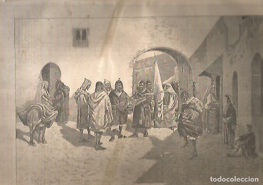 Postkarten: LAMINA 13549: Musica de guana recogiendo dinero para el casamiento de una mora negra en Tanger, dibu