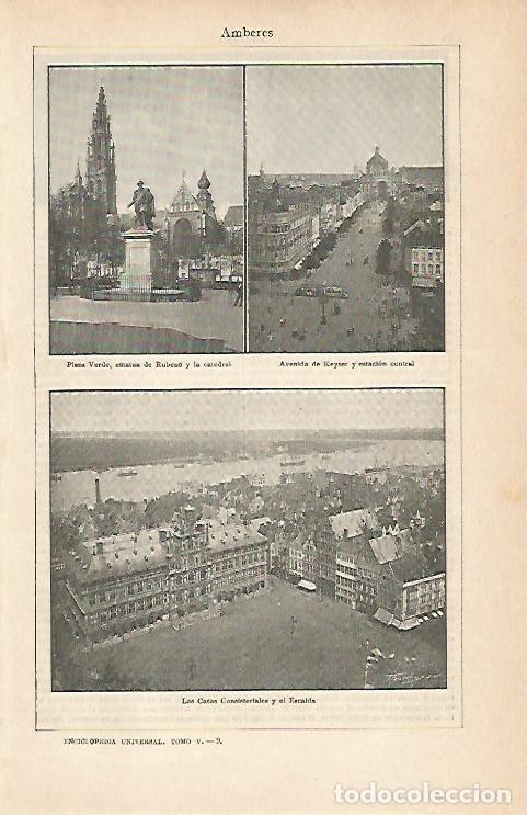 Cartoline: LAMINA ESPASA 5490: Vistas de Amberes Belgica - Varios Autores